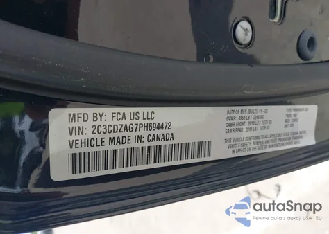 2023 Dodge Challenger Sxt из США, поврежденный, VIN 2C3CDZAG7PH694472